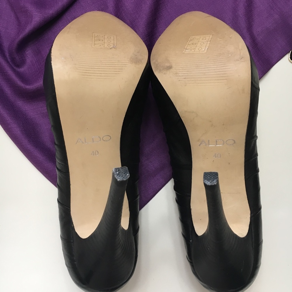 Aldo Black Leather Heels, sz 40/9 - Picture 5 of 8